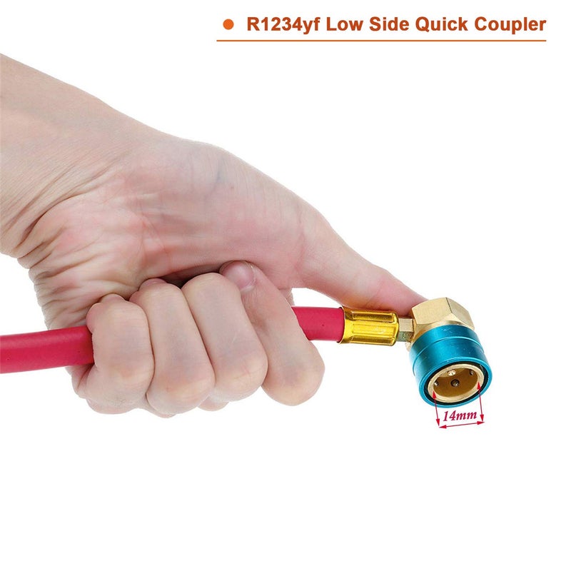 Ketofa R1234YF U-Charge Hose with Gauge Set, 1234yf Recharge Kit with 1/2 LH Can Opener Tap, R1234YF Low Side Quick Coupler Car AC Charging Pipe - Image 2